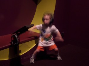 Grooving to the beat. 