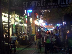 Boat Quay on a Saturday night.