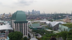 This Merlion was cool because you could take a lift to the top of it ... this is the view of our house from Sentosa ... and of course one of the busiest ports in all of the world!